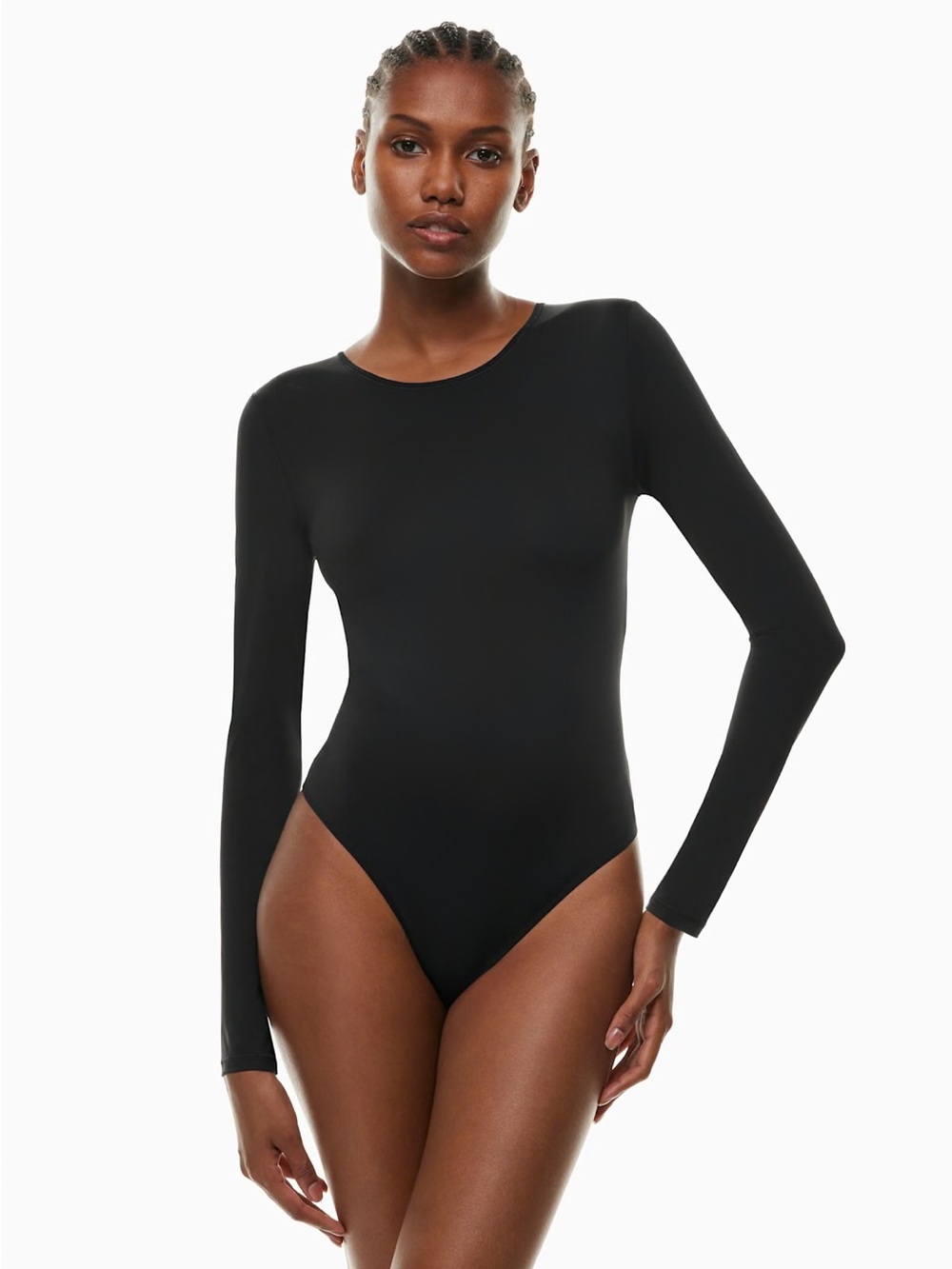Aritzia Babaton Contour Crew Neck Long Sleeve Bodysuit Black Size Extra Small